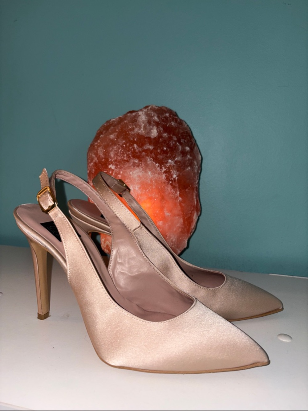 Isabella Lorusso Pinky Nude Satin Slingback Pumps